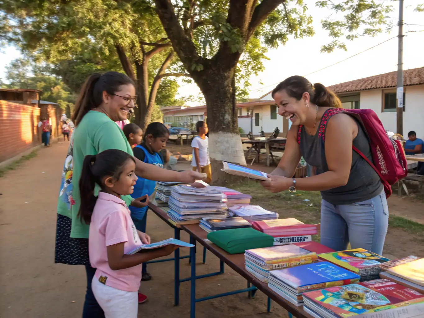 An image of volunteers assisting with a community literacy project, such as distributing books or setting up a reading corner in a public space. The image should highlight the collaborative effort and positive impact of the initiative.